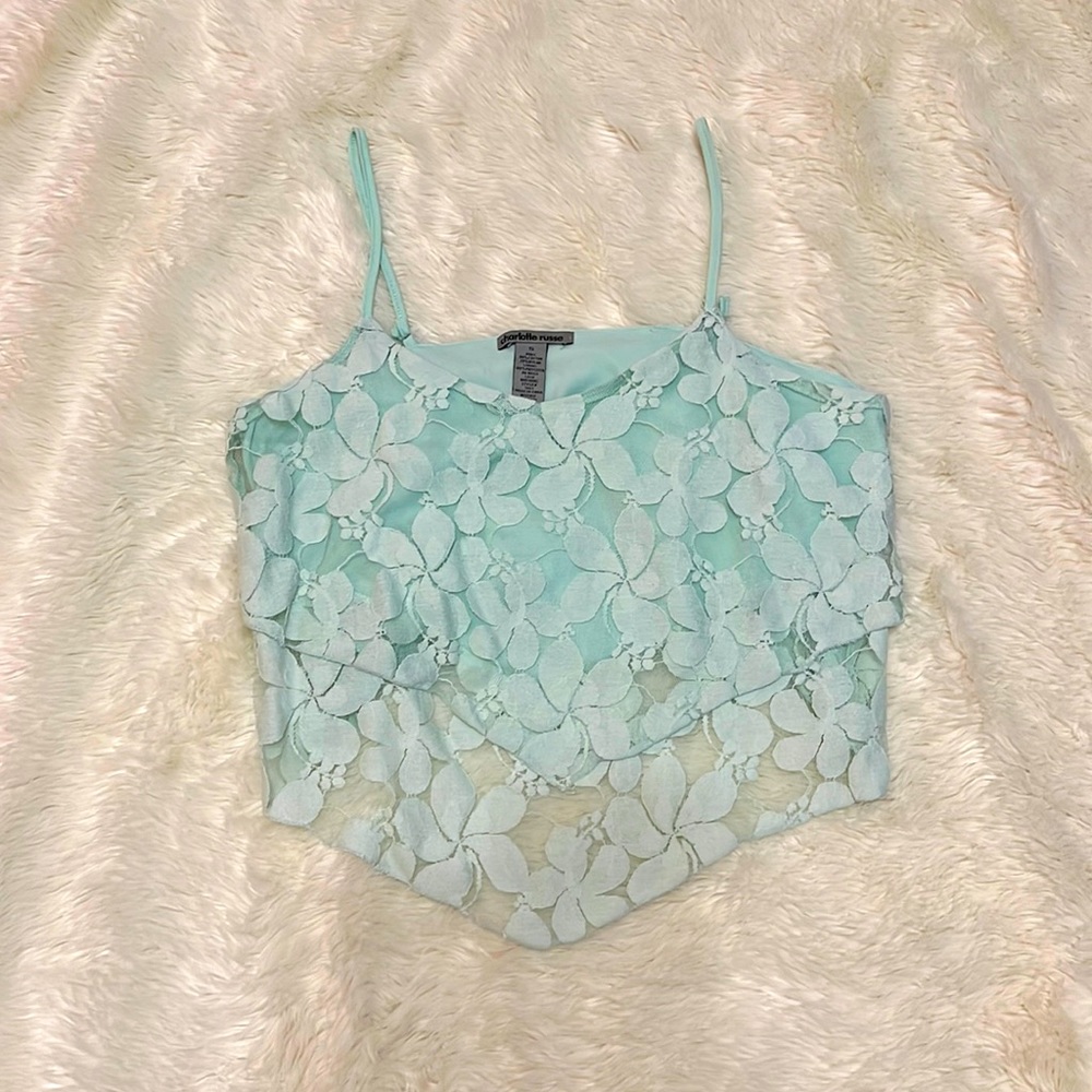 Green Floral Crop Top